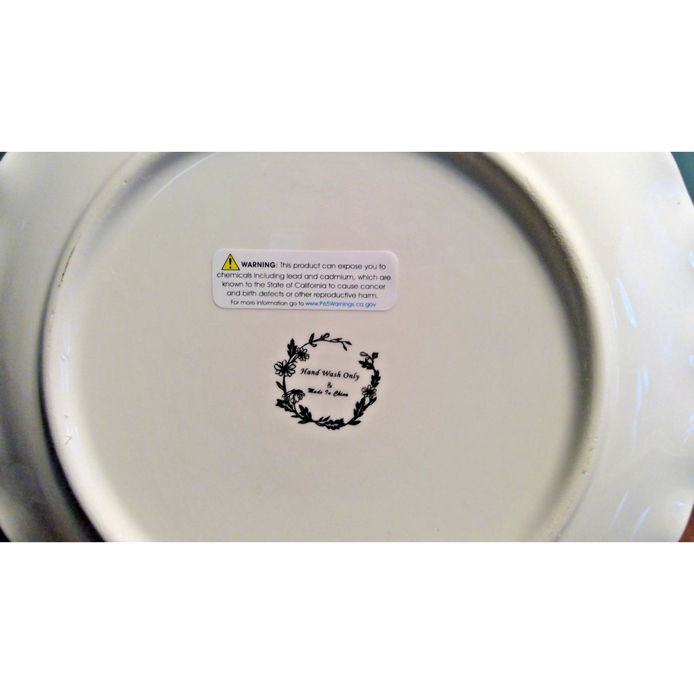 Maxcera Green Toile Rabbit Bunny 9.25” Luncheon Salad Plates Scalloped NEW 12 - Picture 3 of 4